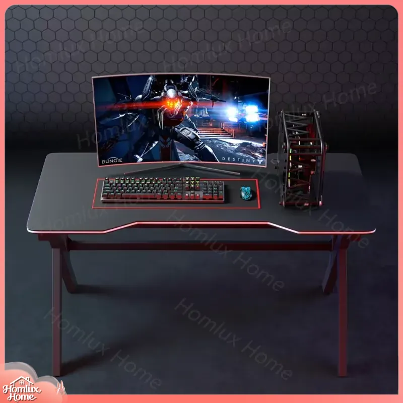 Desk Setup L Shaped - K字型調整可能ゲーミングデスク、LED RGBライト付き、モダンな木製と金属製のコンピューターデスク、ホームオフィスPCゲームセットアップ用