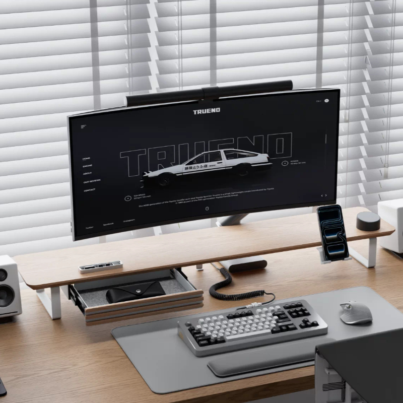 Setup Desk Monitor - モジュラーモニターライザースタンドオーク無垢材デスクトップコンピュータ収納ホルダーオフィスモニター高さ増加ラックホームデスクセットアップ