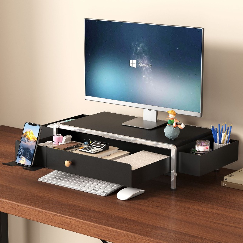 Setup Desk Monitor - 金属製モニター台、高さ調整可能な画面スタンド、デスクトップ収納オーガナイザー。家庭やオフィスでのパソコン、ノートパソコンのデスク周りの整理に最適。
