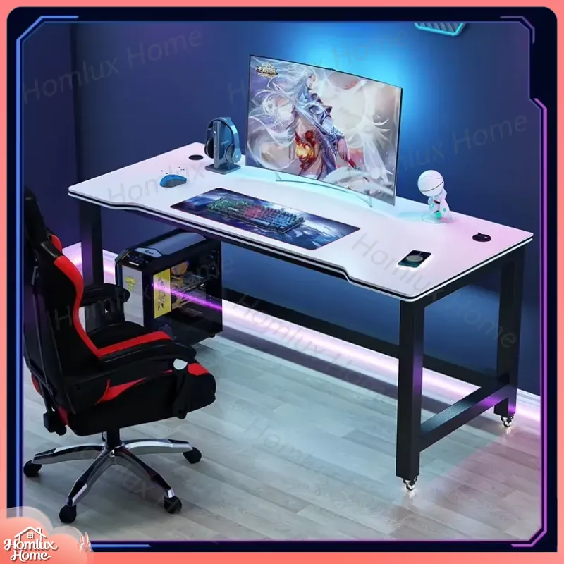 Desk Setup L Shaped - カーボンファイバーテクスチャブラックゲーミングデスク人間工学に基づいた高さ調整可能なコンピューターデスク、ゲーマー向けホームオフィスワークステーションPCセットアップ