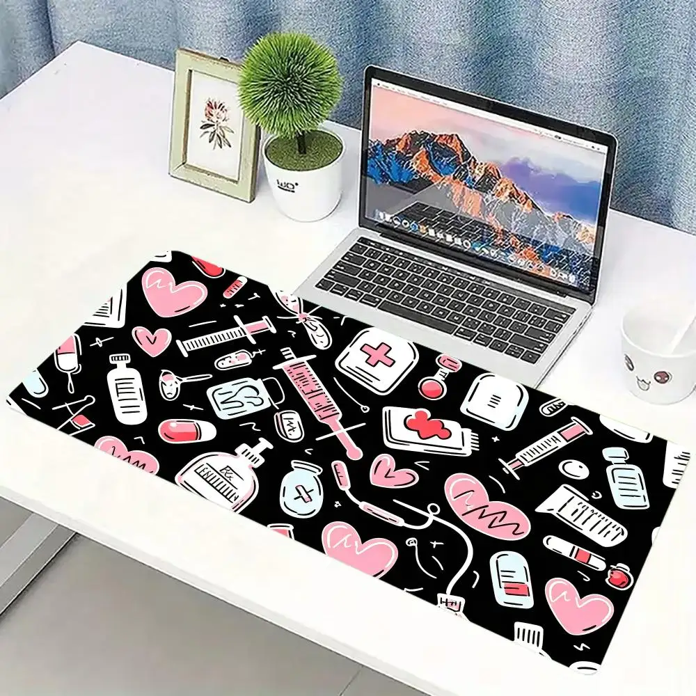 かわいいピンク色の医療柄ゲーミングマウスパッド。滑り止め加工 - Desk Setup Pc And Laptop のレビューと価格