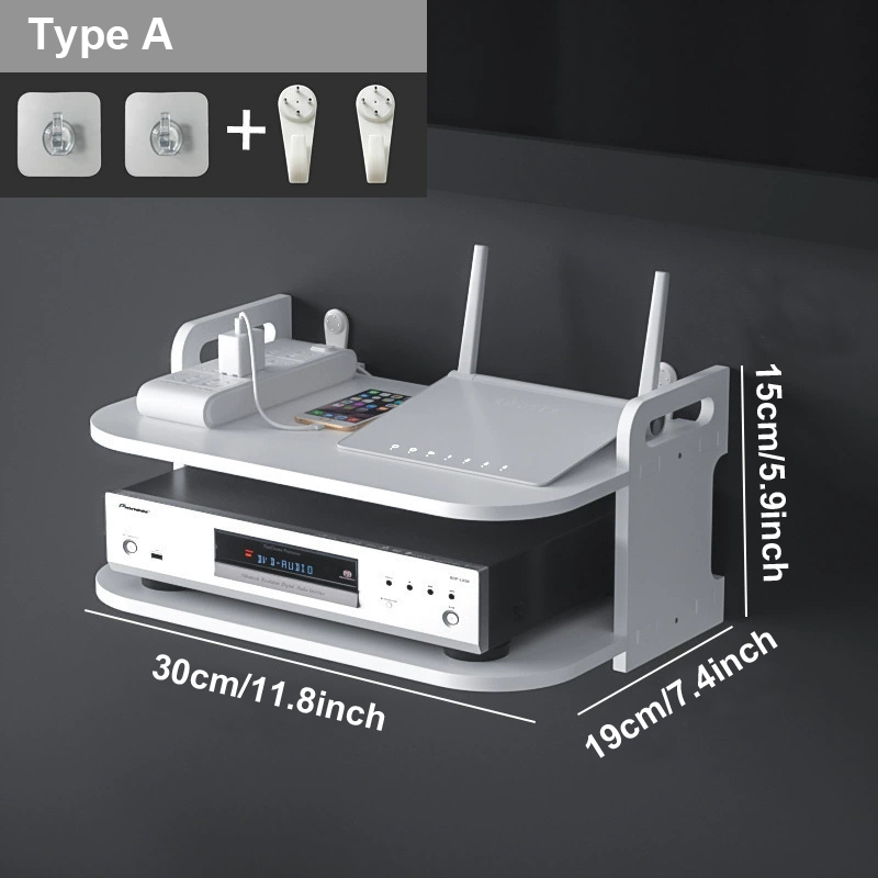 壁掛け式ルーターケーブルオーガナイザーシェルフ、通気性のある - Desk Setup With Tv のレビューと価格