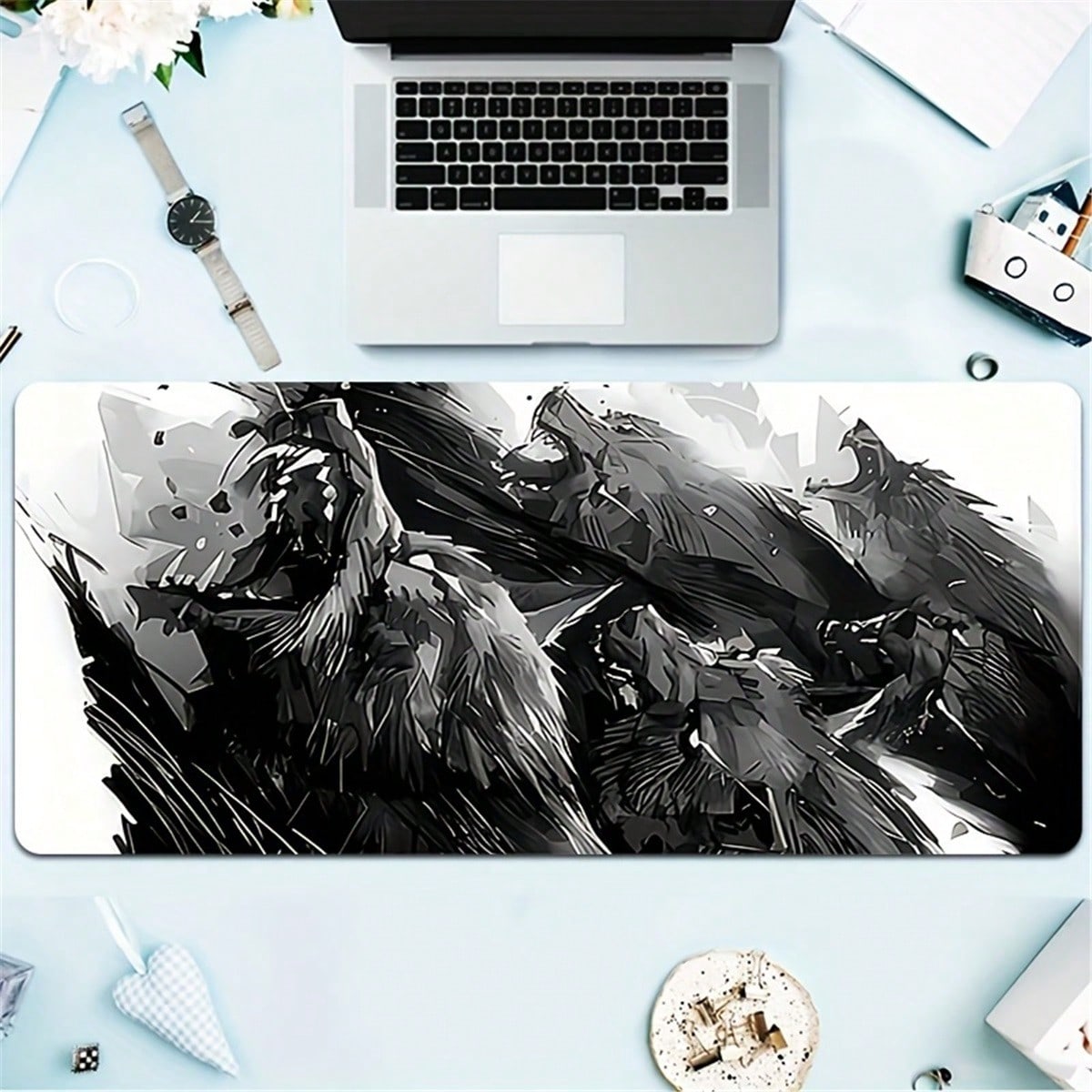 大型ウルフゲーミングデスクパッド、PC/ノートパソコン対応、 - Desk Setup Pc And Laptop のレビューと価格