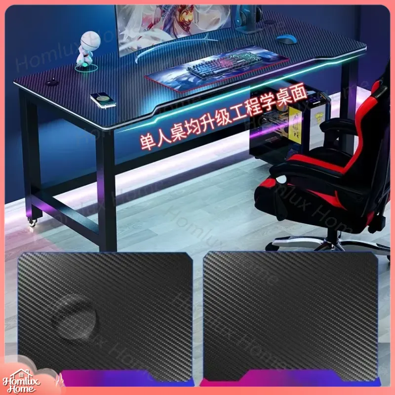 カーボンファイバーテクスチャブラックゲーミングデスク人間工学 - Desk Setup L Shaped のレビューと価格