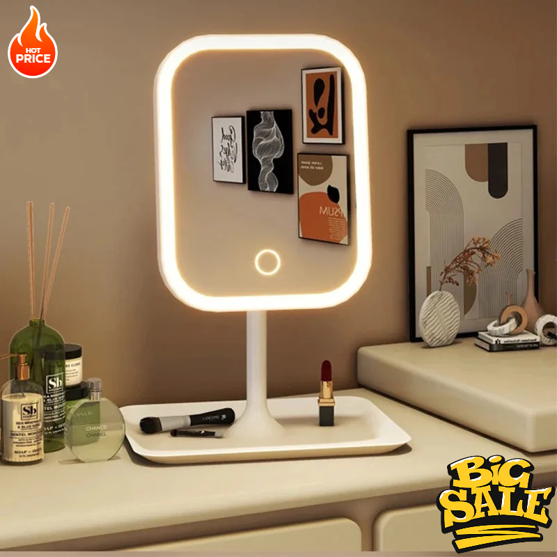 新しいLEDモダンデスクトップバニティミラー、ポータブル3色 - Desk Setup Lamp のレビューと価格